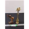 Image 1 : (2) Brass Letter Openers in Holder & Fisherman Statue (Missing Rod & Hook)