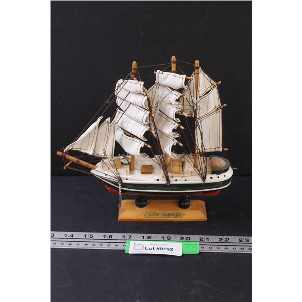 Wood Sailboat Replica on Stand - 9" x 9"