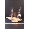 Image 1 : Lighted Pink Porcelain Sailboat w/Metal Sails - 16" x 14" - Works