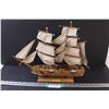 Image 1 : Wooden Model Sailboat "Hurricane" - 14" x 12"16" x 14" - (Rear Mast Has Break, as Pictured)