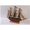 Image 4 : Wooden Model Sailboat "USS Constitution" - 18" x 15"