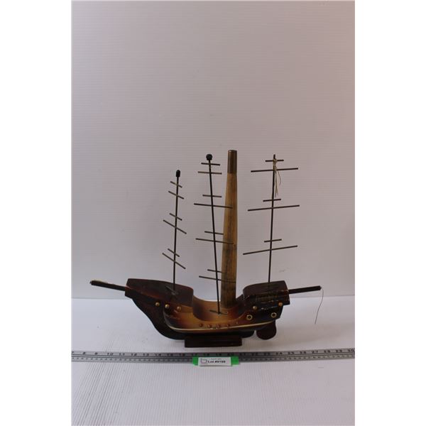 Wooden Santa Maria Sailboat (No Sails) - 18.5" x 16"