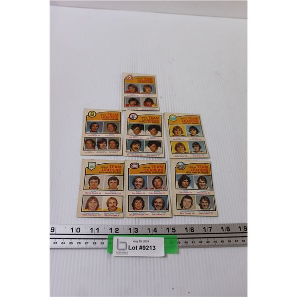 (7) Assorted 1976-77 OPC Team Scoring Leader Hockey Cards