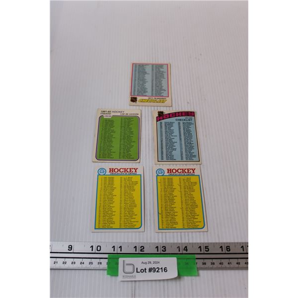 (5) 1970's & 1980's NHL OPC Card Check Lists