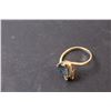 Image 4 : 14 KT Gold Ladies Ring - London Blue Topaz Gemstone w/Small Diamond