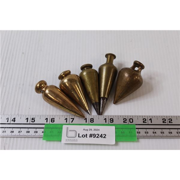 (5) Brass Plumb Bobs