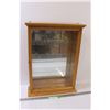 Image 1 : Honey Oak Wooden Display Showcase w/ Glass Shelves - 5" x 16" x 22" High