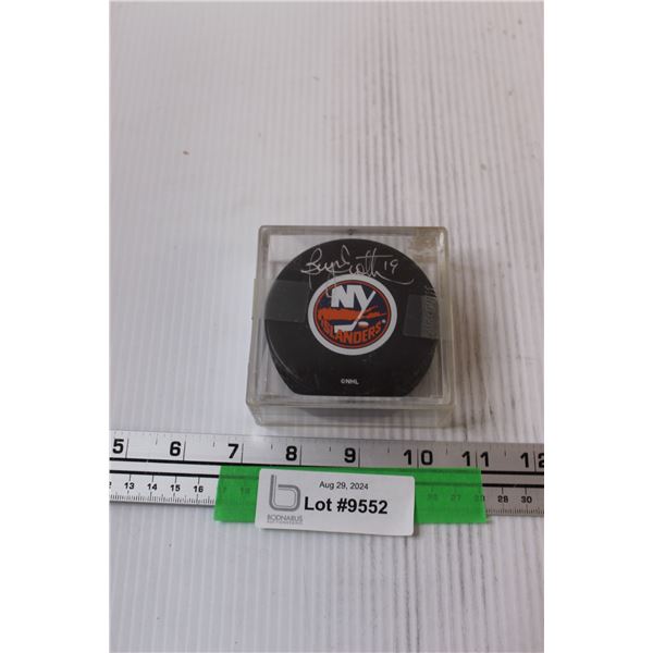 Brian Trottier Signed Hockey Puck - Has Sticker from Authentication but No Certificate