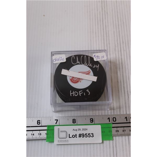 Chris Chelios Signed Hockey Puck w/ Certificate of Authenticity