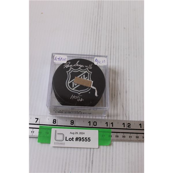Ray Scapinello HoF Referee Signed Hockey Puck w/ Certificate of Authenticity