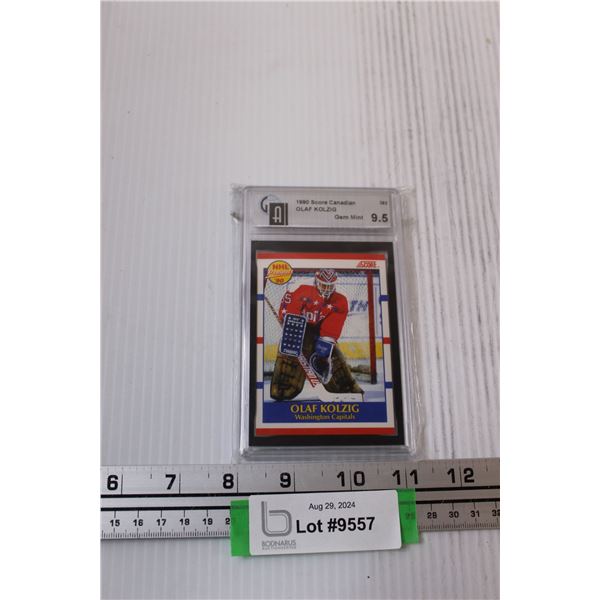 Olaf Kolzig Score 1990 Rookie Hockey Trading Card in Protective Case
