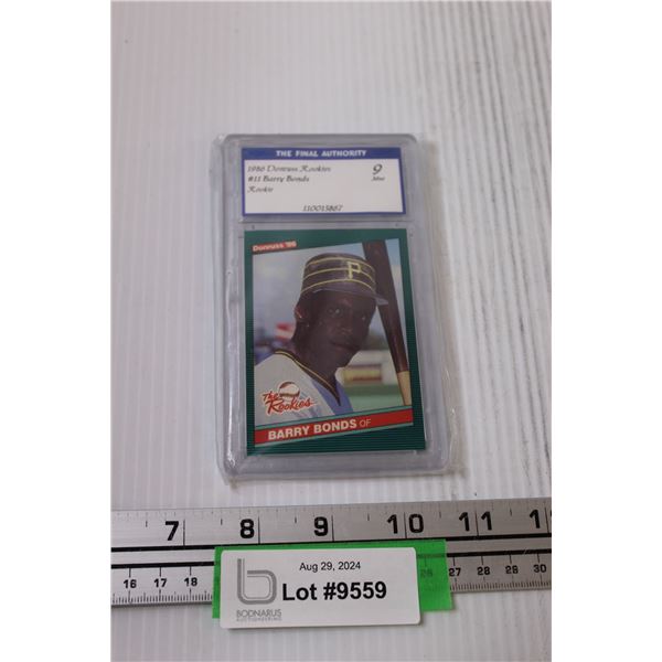 Barry Bonds Donruss Baseball Rookie Card - Not Authenticated