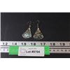 Image 1 : Vintage Mexican Abalone Drop Triangle Earrings