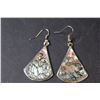 Image 2 : Vintage Mexican Abalone Drop Triangle Earrings