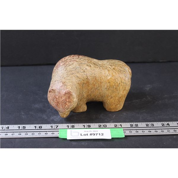 Indigenous Carved Stone Brown Bear - Signed - 6" x 3.5"