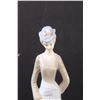 Image 2 : Lladro-like 12" Porcelain Blue & Grey Woman w/ Roses Hat - Small Chip at Bottom as pictured