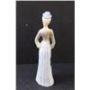 Image 5 : Lladro-like 12" Porcelain Blue & Grey Woman w/ Roses Hat - Small Chip at Bottom as pictured