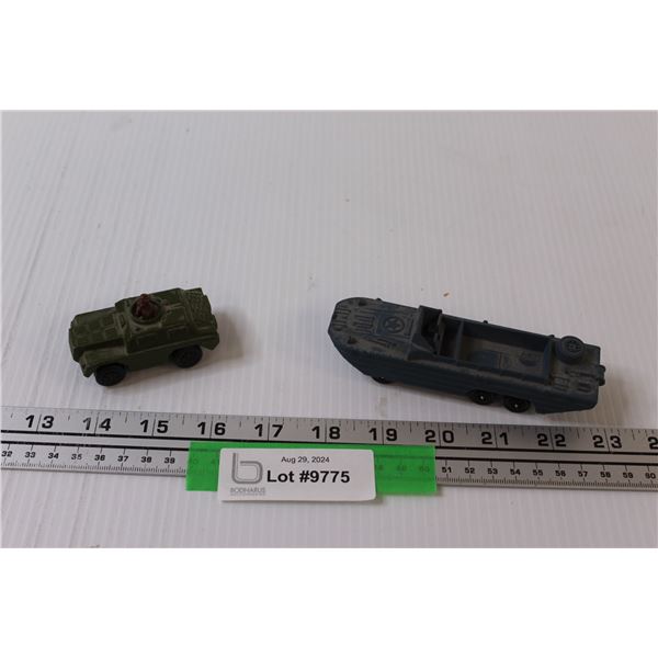 (2) Die-Cast: Matchbox No 28 Stoat -1974 & Dinky 681 Duke Amphibian