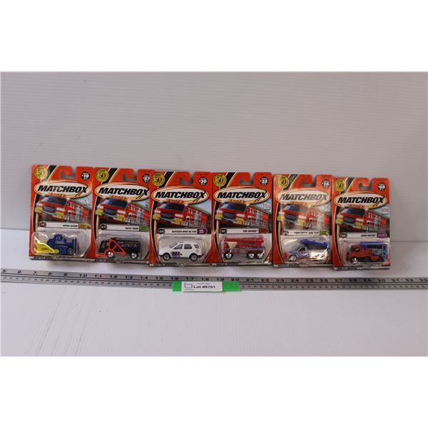(6) Matchbox Die Cast: Dozer, Firetruck, Ford, Misc.