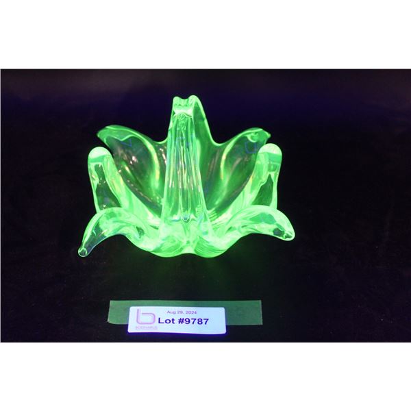 Uranium Vintage Yellow Blown Glass Bowl - 6" tall x 5" Wide