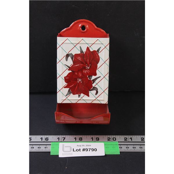 Lily Art Tin Match Box Holder - 6" x 3" x 3"