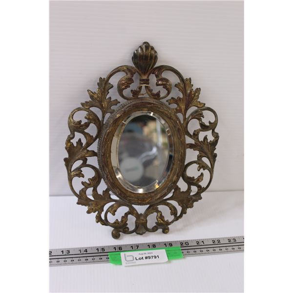 Antique Mirror w/ Metal Frame - 11" x 9"