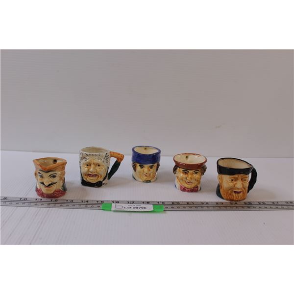 (5) Vintage Toby Style Mugs - Made in Occupied Japan