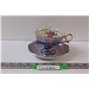 Image 1 : Vintage Japanese Purple Lustre Footed Tea Cup & Saucer Set