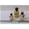 Image 1 : (3) Black Americana Salt & Pepper Shakers - Porcelain