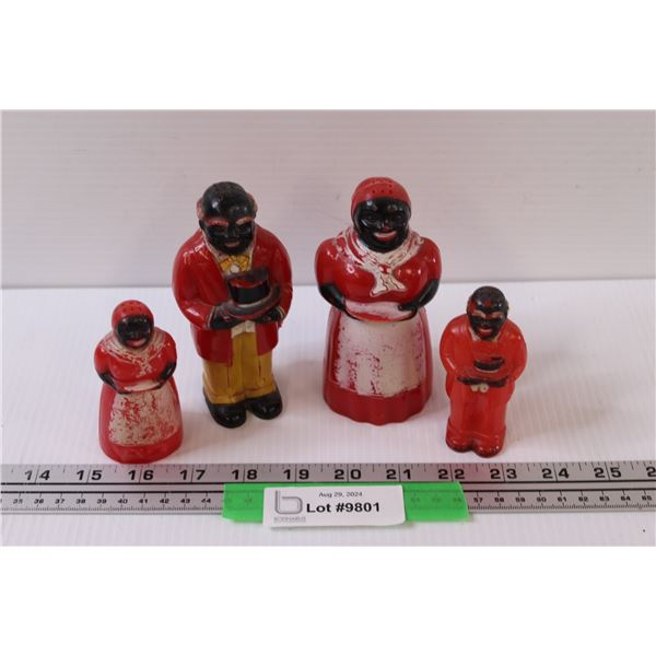 (4) Black Americana Salt & Pepper Shakers- Plastic