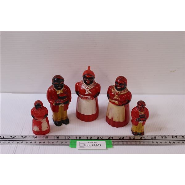 (5) Black Americana Salt & Pepper Shakers & Creamer - Plastic