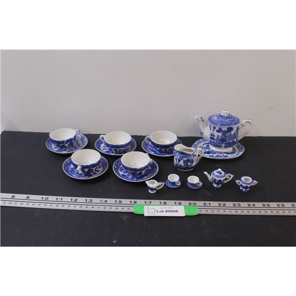 Japanese "Blue Willow" Small Tea Set & Miniature Tea Set