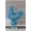 Image 1 : Vintage Blue Milk Glass Rooster Candy Jar - 8.5" x 7"