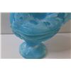 Image 3 : Vintage Blue Milk Glass Rooster Candy Jar - 8.5" x 7"