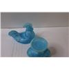 Image 5 : Vintage Blue Milk Glass Rooster Candy Jar - 8.5" x 7"