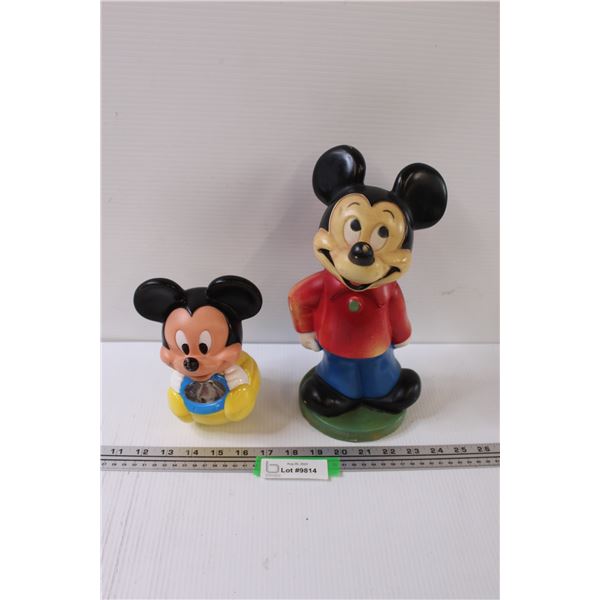 Vintage Mickey Mouse Lot: Coin Bank & Babies Bobble Toy