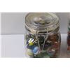 Image 2 : Jar of Marble Shooters & Antique Glass Jar of Marbles