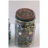 Image 3 : Jar of Marble Shooters & Nabob Glass Jar of Marbles