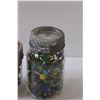 Image 3 : Jar of Marble Shooters & Antique Glass Jar of Marbles