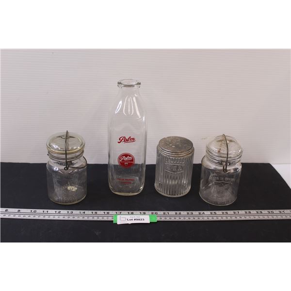 Vintage Glass: Palm Milk Jug, Tea, Perfect Seal