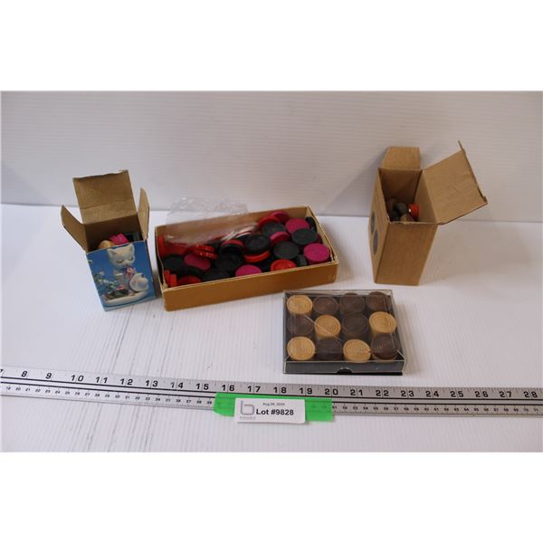 Checkers & Crokinole Pieces - Assorted