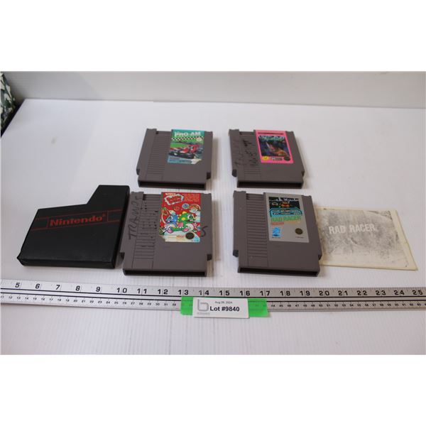 (4) Nintendo NES Video Game: Pro-Am, Bubble Bobble, Rad Racer, Kid Niki Ninja