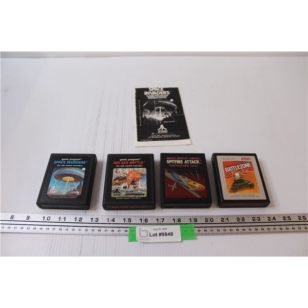 (4) Atari Video Games: Space Invaders, Air Sea battle, Battlezone, Spitfire