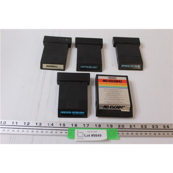 (5) Atari Video Games: Baseball, Astroblast, Space Attack, No Escape, Armor Ambush