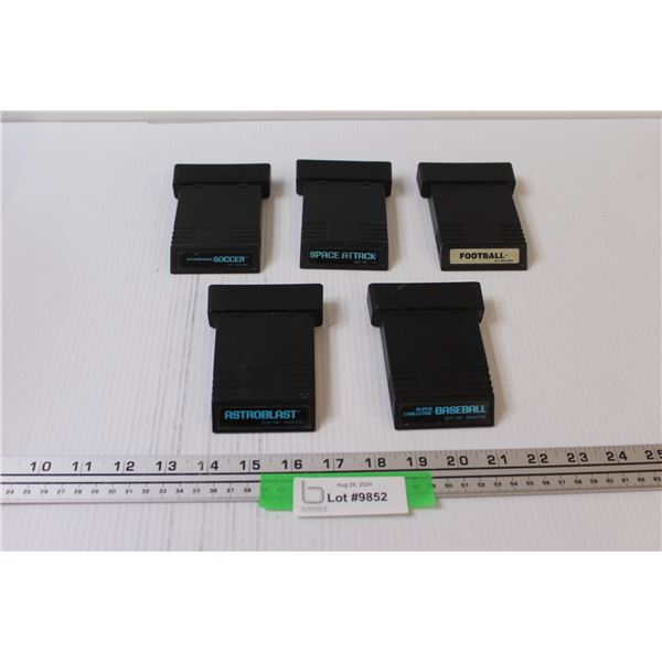 (5) Atari Video Games: Soccer, Space Attack, Football, Astroblast, Baseball