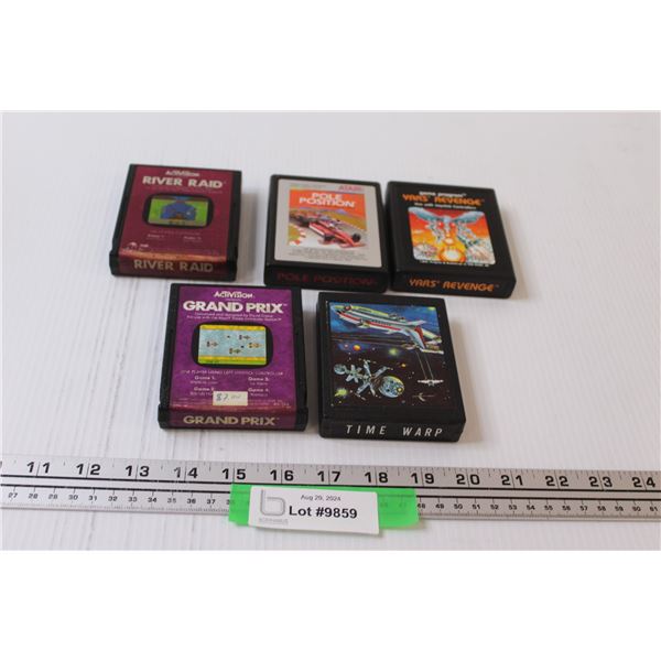 (5) Atari Video Game: River Pad, Pole Position, Yar's Revenge, Grand Prix, Time Warp