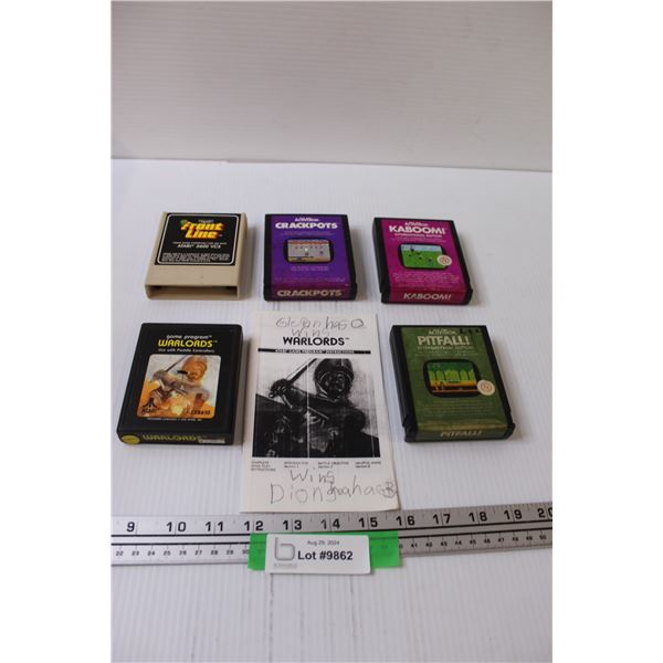 (5) Atari Video Game: Front Line, Crackpots, Kaboom!, Warlords, Pitfall