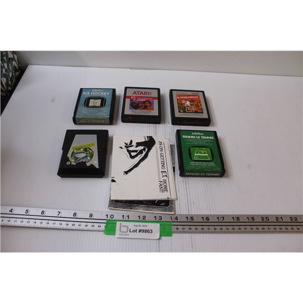 (5) Atari Video Game: Ice Hockey, ET, Kangaroo, Frogger, Tennis
