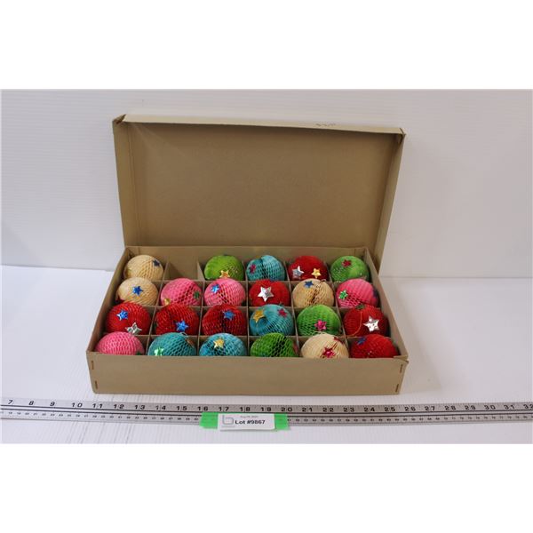 Vintage Christmas Paper Ornaments in Box