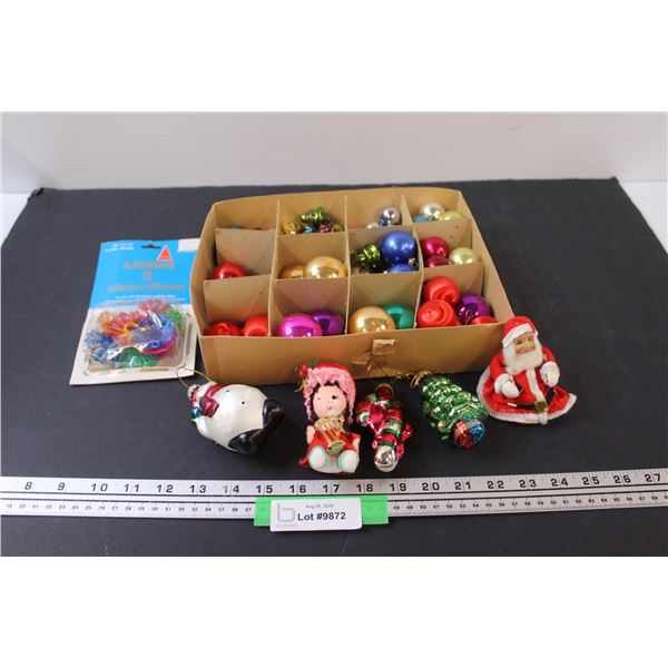 Vintage Christmas Decorations Lot - Assorted Glass & Plastic Variations